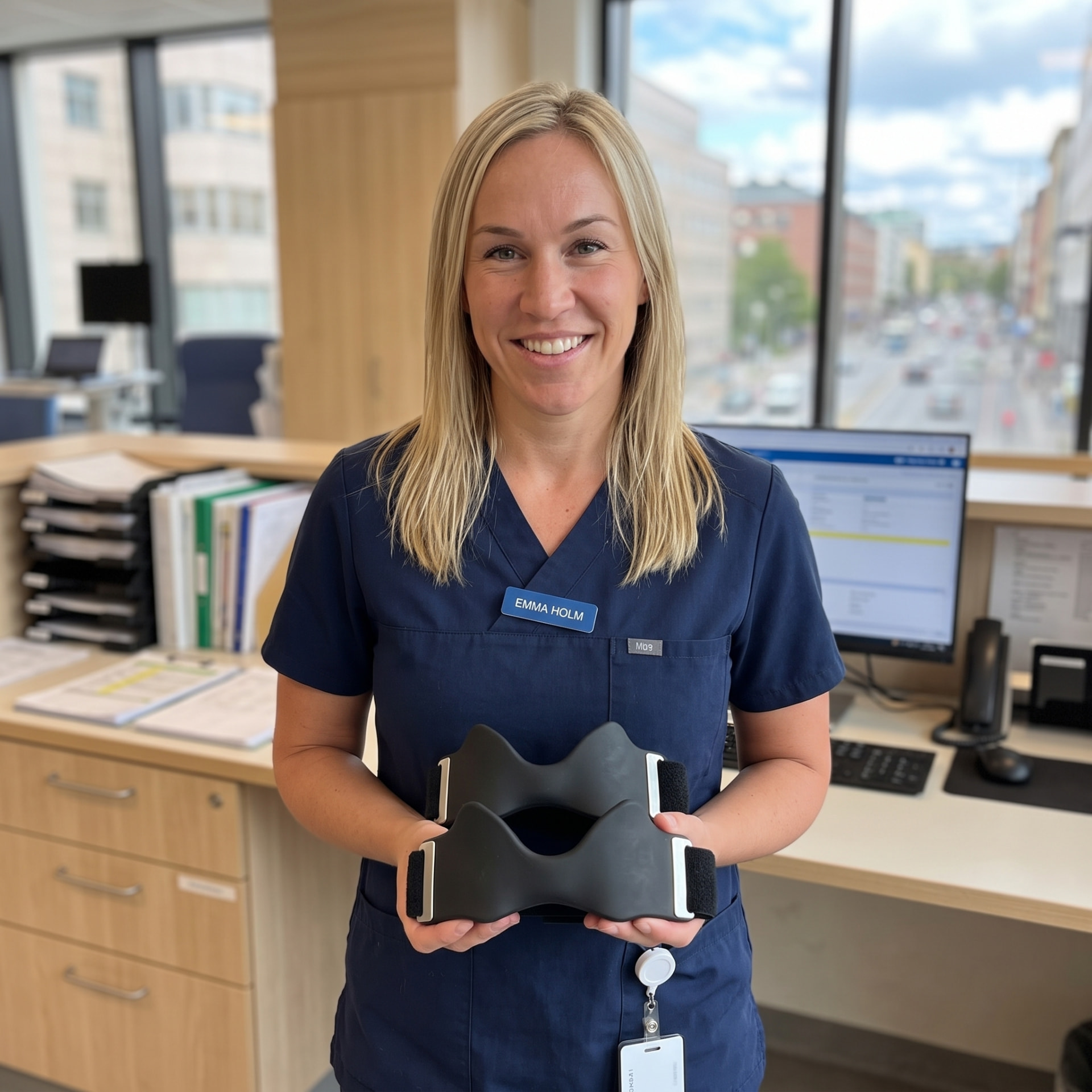 Sjukgymnast med Precisionsremmen